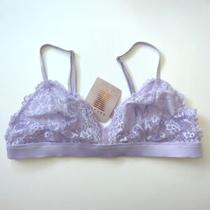 NWT Savage x Fenty floral lace mesh bralette purple L